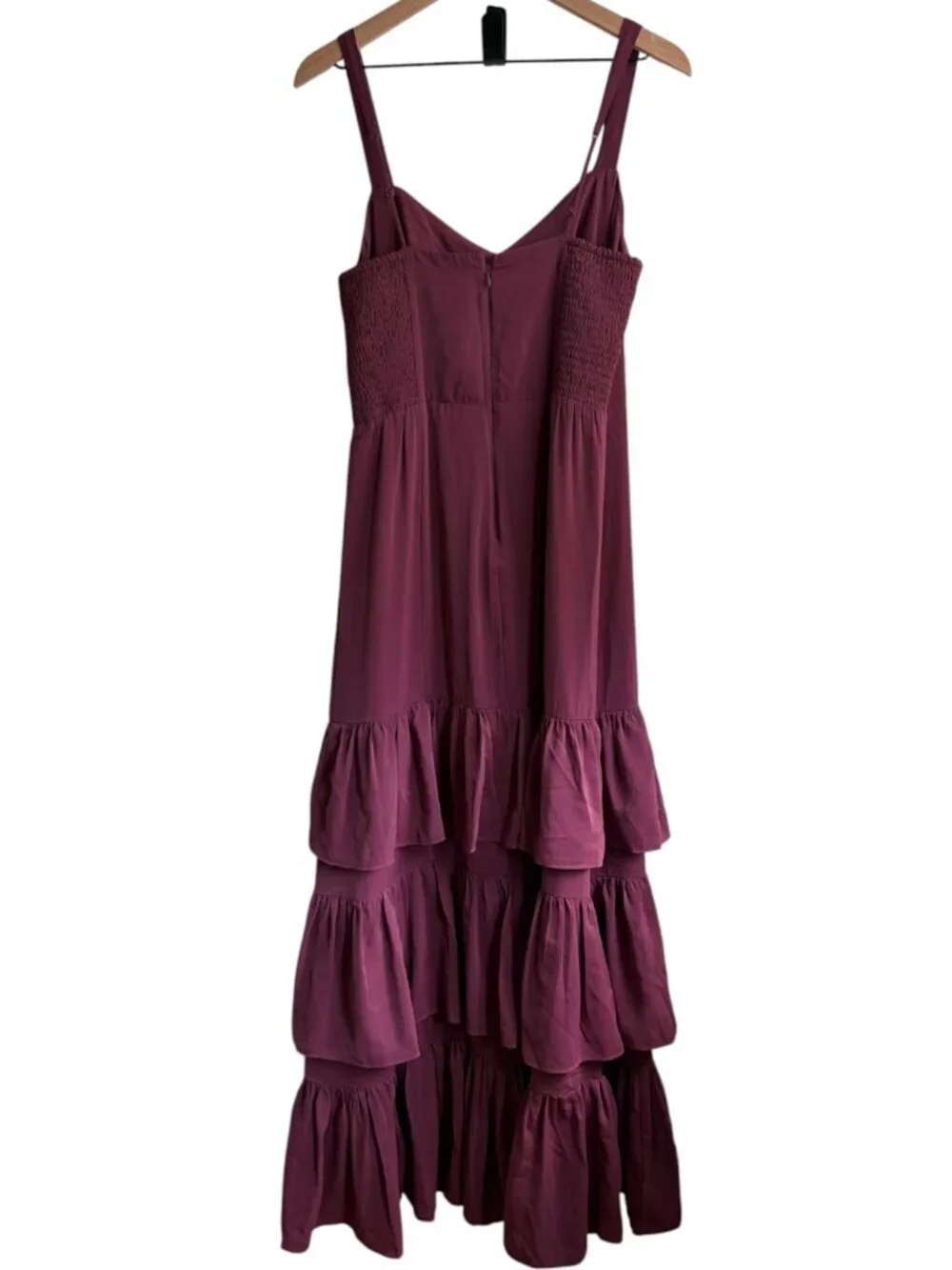 Abercrombie and Fitch Ruffle Tiered Maxi Dress Burgundy Red medium Tall MT